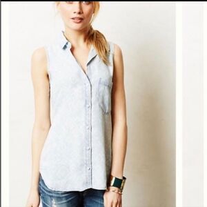 Anthro Cloth & Stone Ikat Cambray Tank Size Small